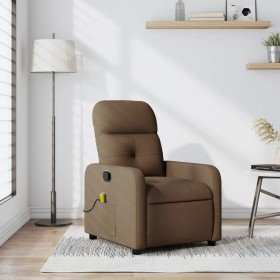 Sillón reclinable con masaje de tela marrón Sillón reclinable con masaje de tela marrón
