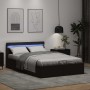 Cama hidráulica almacenaje LED sin colchón negro 140x200 cm