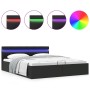 Cama hidráulica almacenaje LED sin colchón negro 160x200 cm