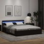 Cama hidráulica almacenaje LED sin colchón negro 160x200 cm