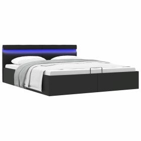 Cama canapé hidráulica con LED cuero sintético negra 180x200 cm en Camas y somieres | Comprar online en Foro24