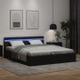 Cama canapé hidráulica con LED cuero sintético negra 180x200 cm