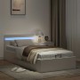 Cama canapé hidráulica con LED sin colchón blanco 90x200 cm
