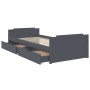 Estructura cama con cajones madera maciza de pino gris 90x200cm de vidaXL, Camas y somieres - Ref: Foro24-322163, Precio: 191...