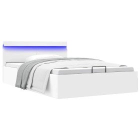 Cama canapé hidráulica con LED sin colchón blanco 140x200 cm Cama canapé hidráulica con LED sin colchón blanco 140x200 cm