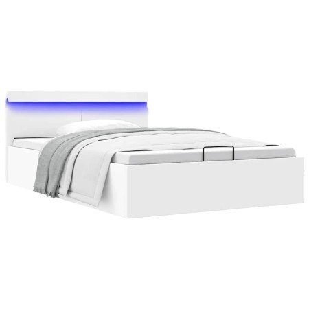 Cama canapé hidráulica con LED sin colchón blanco 140x200 cm