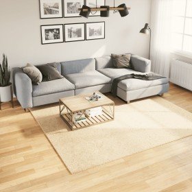 Alfombra de pelo corto suave lavable HUARTE crema 240x240 cm