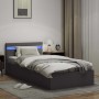 Cama canapé hidráulica con LED cuero sintético gris 90x200 cm