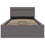 Cama canapé hidráulica con LED cuero sintético gris 90x200 cm
