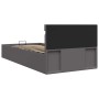 Cama canapé hidráulica con LED cuero sintético gris 90x200 cm