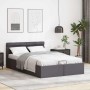 Cama canapé hidráulica con LED cuero sintético gris 120x200 cm