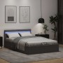 Cama hidráulica almacenaje LED sin colchón gris 140x200 cm