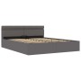 Cama canapé hidráulica con LED cuero sintético gris 160x200 cm
