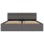 Cama canapé hidráulica con LED cuero sintético gris 160x200 cm