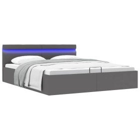 Cama canapé hidráulica con LED cuero sintético gris 180x200 cm Cama canapé hidráulica con LED cuero sintético gris 180x200 cm