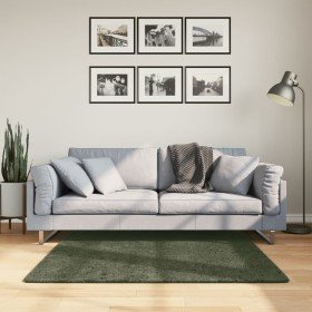 Alfombra pelo corto suave lavable HUARTE verde bosque 120x120cm