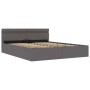 Cama canapé hidráulica con LED cuero sintético gris 180x200 cm