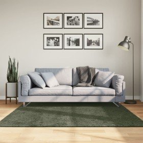 Alfombra pelo corto suave lavable HUARTE verde bosque 160x160cm