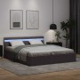 Cama canapé hidráulica con LED cuero sintético gris 180x200 cm