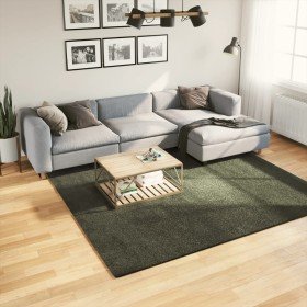 Alfombra pelo corto suave lavable HUARTE verde bosque 240x240cm