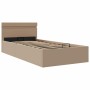 Cama canapé hidráulica LED cuero sintético capuchino 90x200 cm