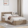 Cama canapé hidráulica LED cuero sintético capuchino 90x200 cm