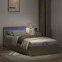 Cama canapé hidráulica LED cuero sintético capuchino 90x200 cm
