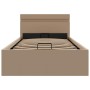 Cama canapé hidráulica LED cuero sintético capuchino 90x200 cm