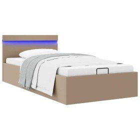 Cama canapé hidráulica LED cuero sintético capuchino 100x200 cm Cama canapé hidráulica LED cuero sintético capuchino 100x200 cm