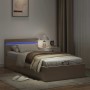 Cama canapé hidráulica LED cuero sintético capuchino 100x200 cm