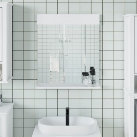 Espejo de baño con estante BERG madera maciza blanco 60x12x70cm