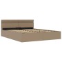Cama canapé hidráulica LED cuero sintético capuchino 160x200 cm