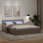 Cama canapé hidráulica LED cuero sintético capuchino 160x200 cm
