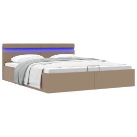 Cama canapé hidráulica LED cuero sintético capuchino 180x200 cm Cama canapé hidráulica LED cuero sintético capuchino 180x200 cm
