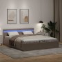Cama canapé hidráulica LED cuero sintético capuchino 180x200 cm