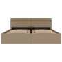 Cama canapé hidráulica LED cuero sintético capuchino 180x200 cm