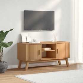 Mueble de TV OLDEN madera maciza de pino marrón 114x43x57 cm