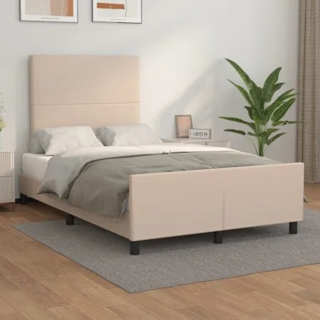 Cappuccino synthetic leather headboard bed frame 120x200cm by vidaXL, Beds and slatted bases - Ref: Foro24-3125444, Price: 16...