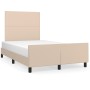 Estructura de cama cabecero cuero sintético capuchino 120x200cm