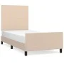 Cappuccino synthetic leather headboard bed frame 100x200cm by vidaXL, Beds and slatted bases - Ref: Foro24-3125438, Price: 13...