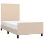 Cappuccino synthetic leather headboard bed frame 100x200cm by vidaXL, Beds and slatted bases - Ref: Foro24-3125438, Price: 13...