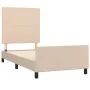 Cappuccino synthetic leather headboard bed frame 100x200cm by vidaXL, Beds and slatted bases - Ref: Foro24-3125438, Price: 13...