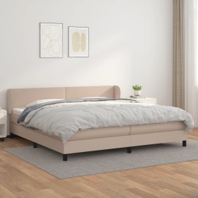 Cama box spring con colchón cuero sintético capuchino 200x200cm