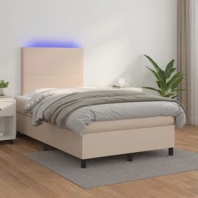 Box spring bed LED mattress cappuccino synthetic leather 120x200cm by vidaXL, Beds and slatted bases - Ref: Foro24-3135818, P...