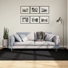 Alfombra peluda de pelo largo moderna PAMPLONA negra 160x230 cm
