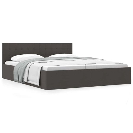 Cama canapé hidráulica de almacenaje sin colchón gris 160x200cm en Camas y somieres | Comprar online en Foro24