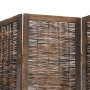 Biombo separador de 3 paneles madera paulownia marrón oscuro
