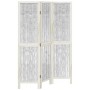 Biombo separador de 3 paneles madera maciza Paulownia blanco