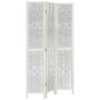 Biombo separador de 3 paneles madera maciza Paulownia blanco