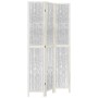 Biombo separador de 3 paneles madera maciza Paulownia blanco